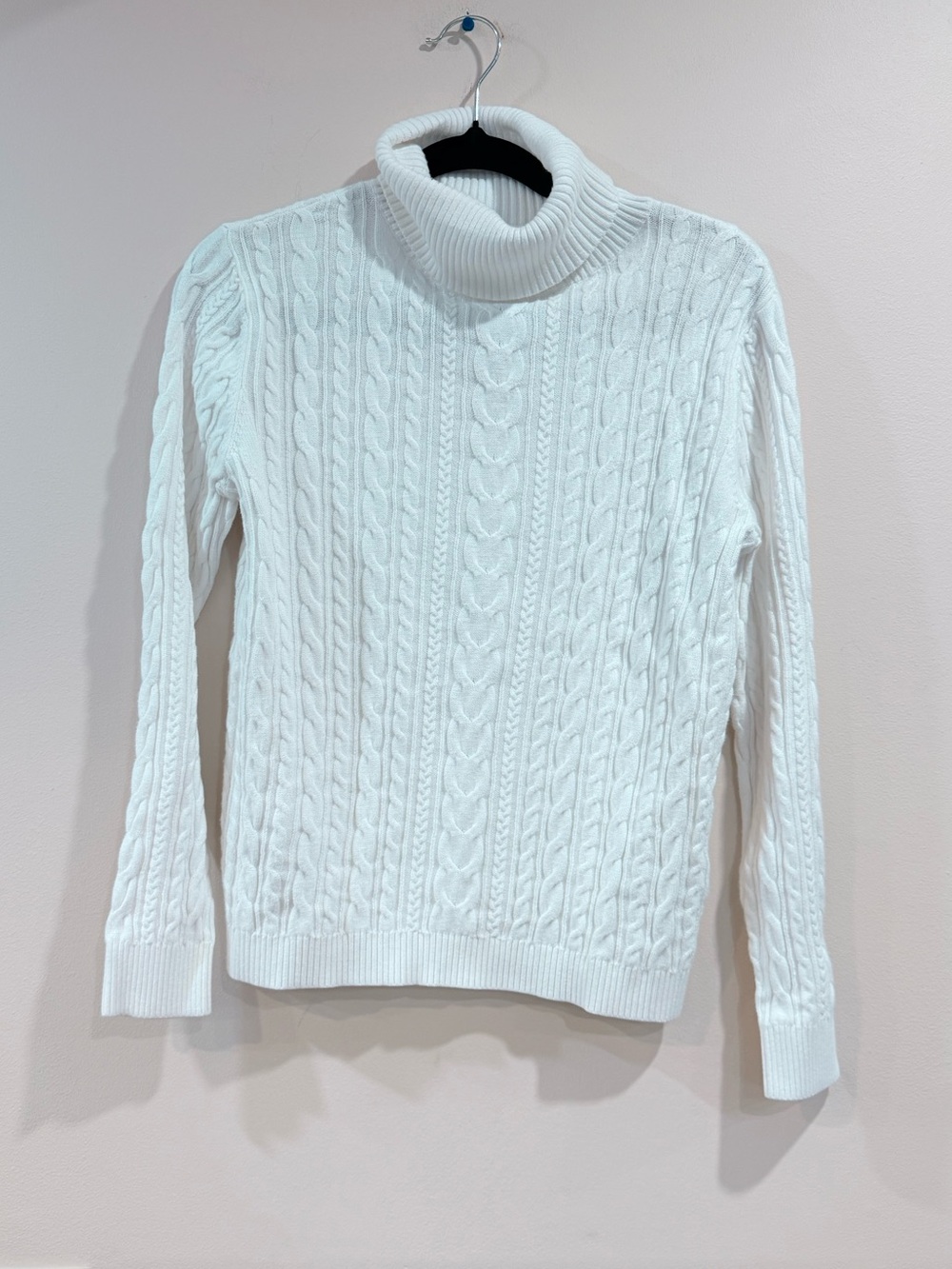 🔥100% Cotton  Women’s Cable Knit Turtleneck Sweater - White Size S EUC🔥